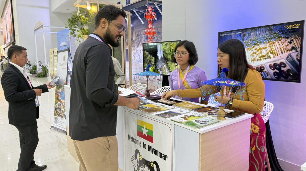 9. Myanmar tourism representatives promote regional travel connections at the partner-country booth during TTM+ 2026.