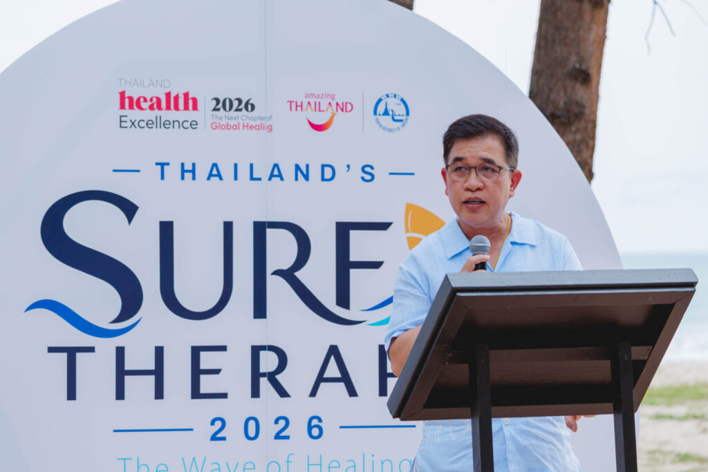 TAT representative presents Thailand Surf Therapy 2026 as a coastal wellness model in Phang-nga.