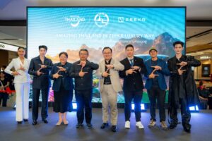 TAT and ZEEKR representatives launch Amazing Thailand in ZEEKR Luxury Way, promoting EV tourism routes across Thailand.