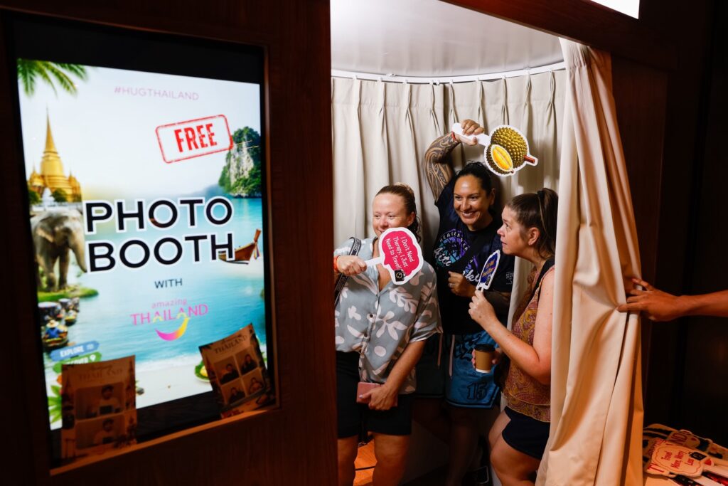 Delegates enjoy an Amazing Thailand photo booth during the Bangkok welcome programme.