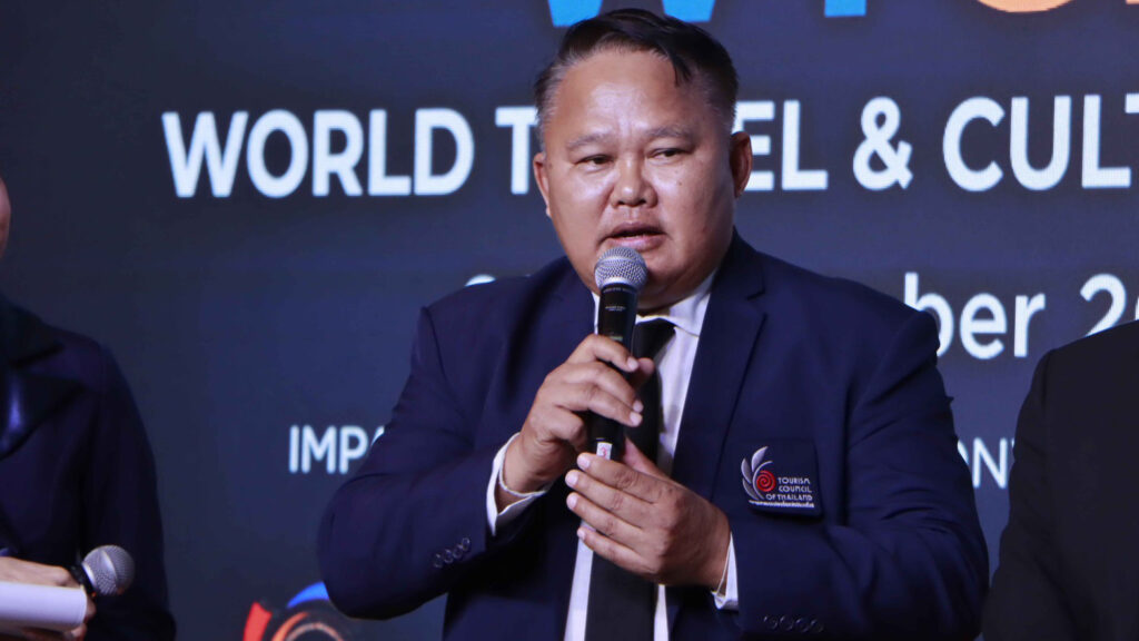 TCT representative speaks during the World Travel & Culture Expo 2026 launch.