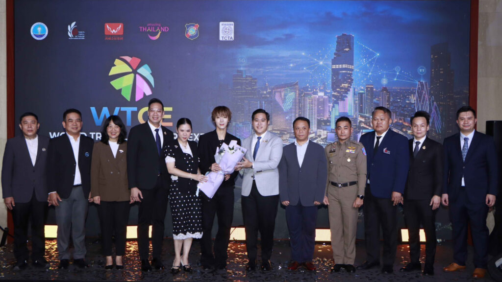 Organisers welcome a special guest during the World Travel & Culture Expo 2026 launch.