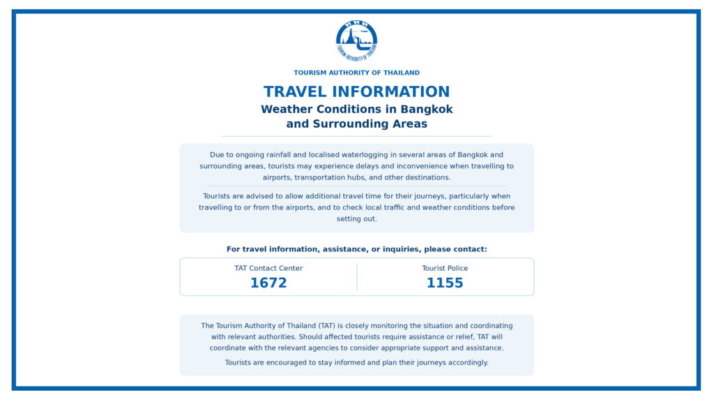 Weather and travel conditions in Bangkok and surrounding areas – Visitor information