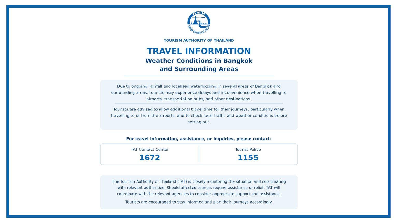 Weather and travel conditions in Bangkok and surrounding areas – Visitor information
