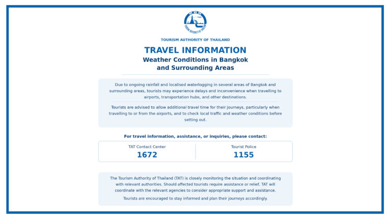 Weather and travel conditions in Bangkok and surrounding areas – Visitor information