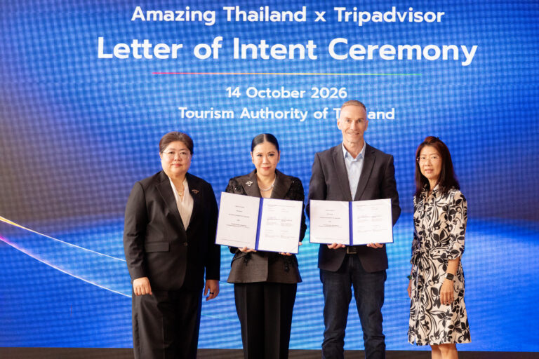 TAT and Tripadvisor executives mark the signing of a Letter of Intent to support Thailand’s 2027 tourism transformation through destination marketing, traveller insights and digital collaboration.