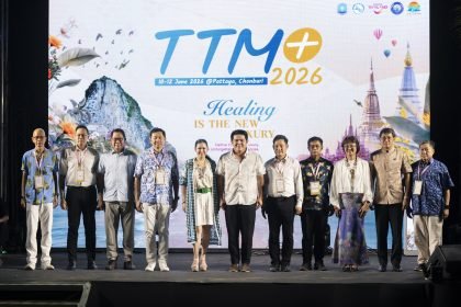 TTM+ 2026 opening group photo in Pattaya under the “Healing is the New Luxury” theme.