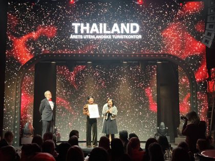 Thailand receives Best Tourist Country award on stage at the Grand Travel Award 2026 ceremony in Oslo, Norway.