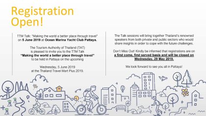 TTM talk to focus on Making the World Better Place through Travel