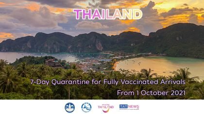 Thailand reduces quarantine period for international arrivals from 1 October 2021